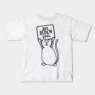 Cute Cat and Joe Biden 2024 Sign Kids T-Shirt